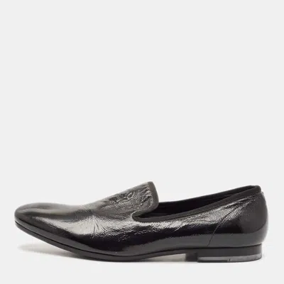 Pre-owned Alexander Mcqueen Black Patent Leather Skull Embossed Detail Smoking Slippers Size 44