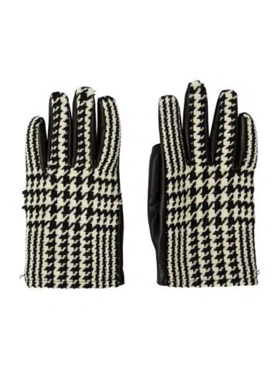 Pre-owned Alexander Mcqueen Black  Pattern Print  Leather Gloves