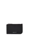 Alexander Mcqueen Black Pebbled Leather Card Holder With Zip In Nero E Argento