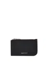 Alexander Mcqueen Black Pebbled Leather Card Holder With Zip In Nero E Argento