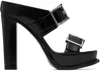 Alexander Mcqueen 120mm Leather Platform Sandals In 1081 Black/silver