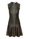 Alexander Mcqueen Metallic-threading Flared Dress In Black