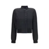 Alexander Mcqueen Buttoned Bomber Jacket With Visible Stitching In Black