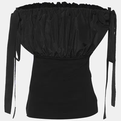 Pre-owned Alexander Mcqueen Black Polyester Off The Shoulder Top Xs