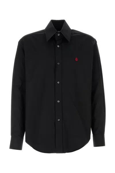 ALEXANDER MCQUEEN BLACK POPLIN SHIRT