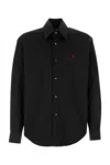 Alexander Mcqueen Poplin Shirt With Cuffed And Long Sleeves In Black