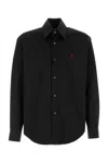 Alexander Mcqueen Poplin Shirt With Cuffed And Long Sleeves In Black