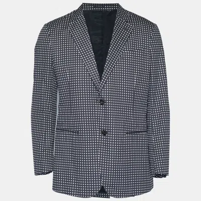 Pre-owned Alexander Mcqueen Black Print Cotton Single Breasted Blazer Xl