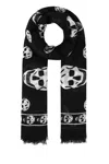 Alexander Mcqueen Biker Skull Silk Scarf In Black