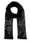 Alexander Mcqueen Crystal Sunflower Scarf In Black