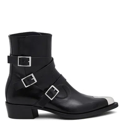 ALEXANDER MCQUEEN ALEXANDER MCQUEEN BLACK PUNK TRIPLE STRAP LEATHER BOOTS