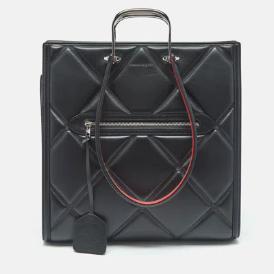 Pre-owned Alexander Mcqueen Black Quilted Leather The Tall Story Tote