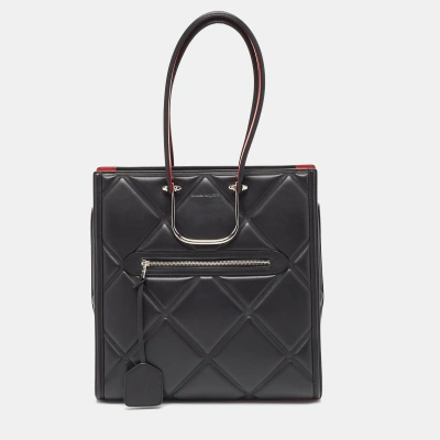 Pre-owned Alexander Mcqueen Black Quilted Leather The Tall Story Tote