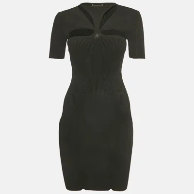 Pre-owned Alexander Mcqueen Black Rib Knit Cut-out Bodycon Dress S