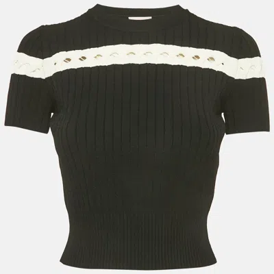 Pre-owned Alexander Mcqueen Black Rib Knit Cut-out Crop Top M