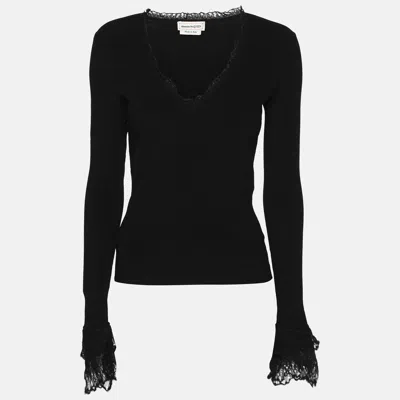 Pre-owned Alexander Mcqueen Black Rib Knit Top Xl