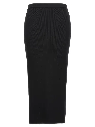 ALEXANDER MCQUEEN BLACK RIBBED MIDI SKIRT