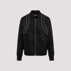 Alexander Mcqueen Solid Color Nylon Bomber Jacket With Contrasting Details In Black