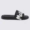 Alexander Mcqueen Graffiti Logo Rubber Slide Sandals In Black