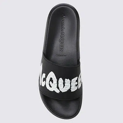 Pre-owned Alexander Mcqueen Black Rubber Slides