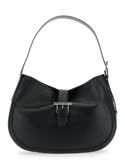 Alexander Mcqueen Black Shoulder Bag With Adjustable Shoulder Strap And T Buckle Closure On The Fron