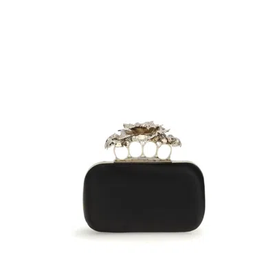 Alexander Mcqueen Black Silk Clutch Women's Bag