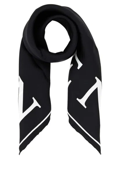 Alexander Mcqueen Black Silk Foulard Scarf
