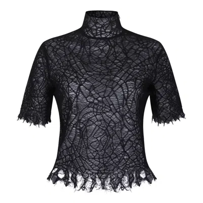 Alexander Mcqueen Black Silk Mix Clothing Top