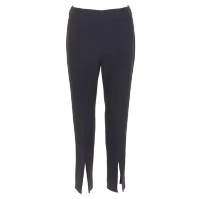 Pre-owned Alexander Mcqueen Black Silky Slit Front High Waisted Cropped Pants It40 S