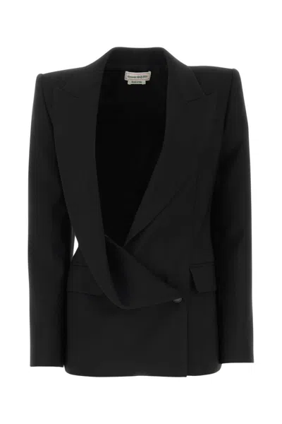 ALEXANDER MCQUEEN BLACK SINGLE BREASTED BLAZER