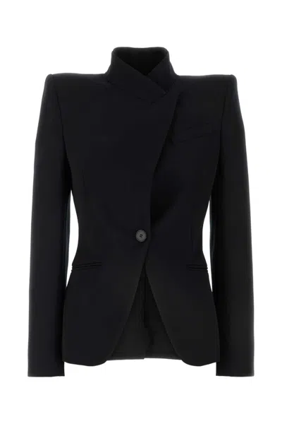ALEXANDER MCQUEEN BLACK SINGLE BREASTED BLAZER