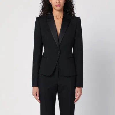 Alexander Mcqueen Black Single-breasted Jacket In Wool