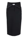 Alexander Mcqueen Black Skirt With Foldover Waist And Rear Single Slit In Wool Woman In Multicolor