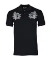 Alexander Mcqueen Black Skull Embroidered Polo Shirt In Black