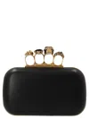 Alexander Mcqueen Skull Four Ring Embellished Clutch In Black