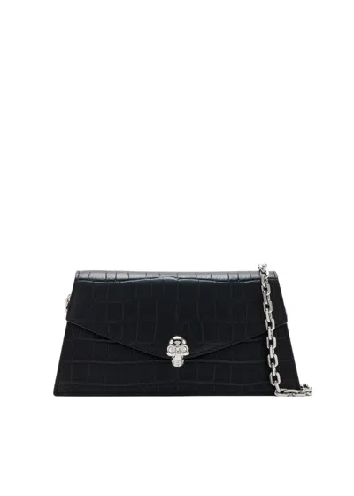 Alexander Mcqueen Black Skull Mini Shoulder Bag In Pattern