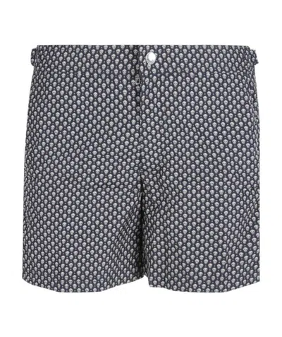 ALEXANDER MCQUEEN BLACK SKULL-PATTERNED BUTTON-DOWN SHORTS