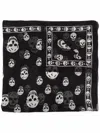 Alexander Mcqueen Wool Scarf With Biker Skull Pattern In Black