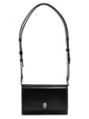 Alexander Mcqueen Dark Blue Canvas And Black Leather Denim Shoulder Bag In Black