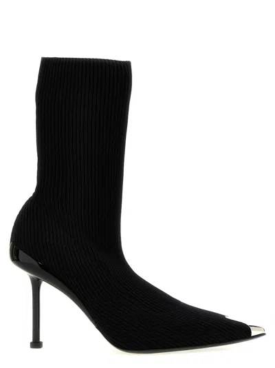 ALEXANDER MCQUEEN BLACK SLASH ANKLE BOOTS