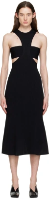 Alexander Mcqueen Ribbed Viscose Dress In 1000 Black