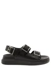Alexander Mcqueen Black Slide Sandals With Embossed Logo In Leather Man In Multicolor