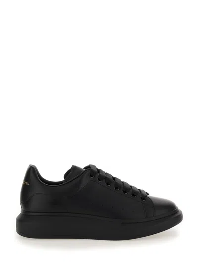 Alexander Mcqueen Black Sneakers With Logo Lettering On The Rear And Oversize Rubber Sole In Leather Man
