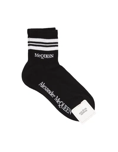 Alexander Mcqueen Black Socks With Stripes And Logo