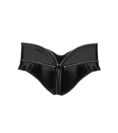Alexander Mcqueen Black Solid Corset Zip Belt