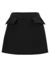 Alexander Mcqueen Black Solid Mini Skirt In Black