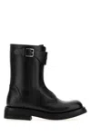 Alexander Mcqueen Black Solid Round Toe Boot In Black