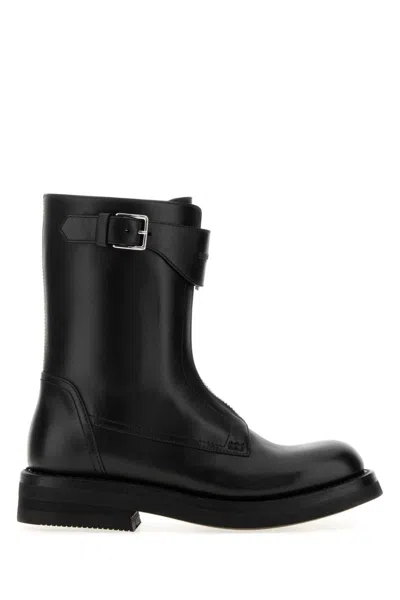 Alexander Mcqueen Black Solid Round Toe Boot