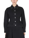 Alexander Mcqueen Black Solid Shirt Collar Jacket In Black