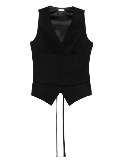 Alexander Mcqueen Black Solid V Neck Jacket